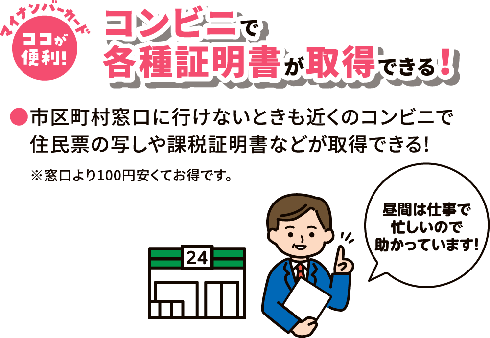 コンビニで各種証明書が取得できる！
